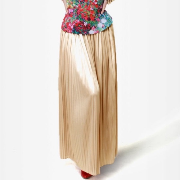 champagne satin maxi skirt